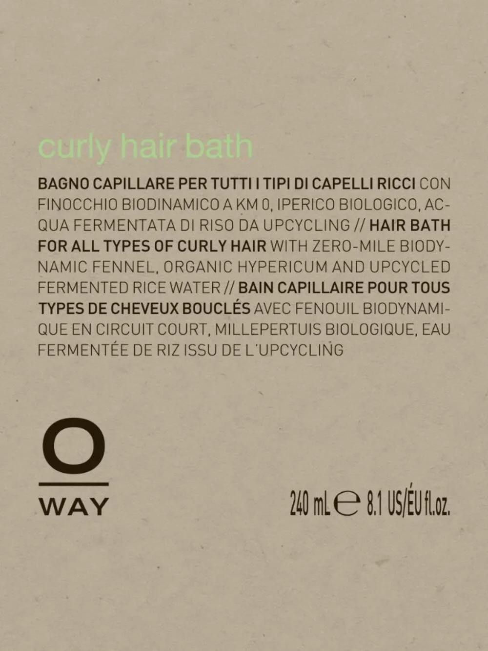 OWAY CURLY HAIR BATH 8.1OZ ORGANIC